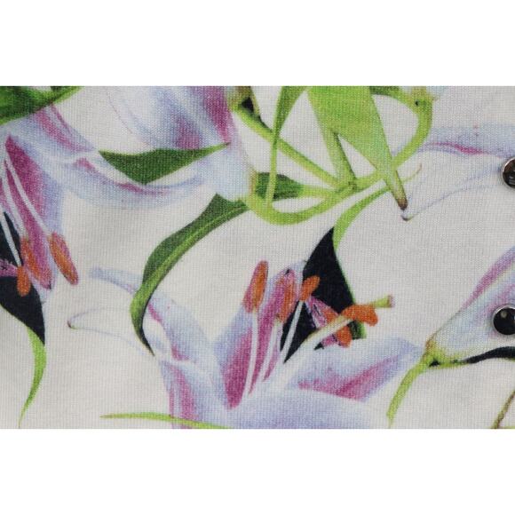 Stunning KAREN MILLEN Floral Lily Sporty Soft Button Front Cardigan US L - Picture 5 of 13